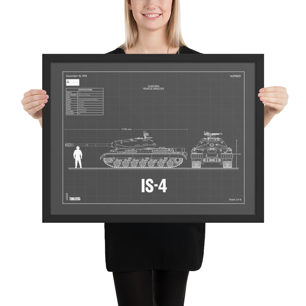IS - 4 Blueprint Framed Poster 18" x 24"