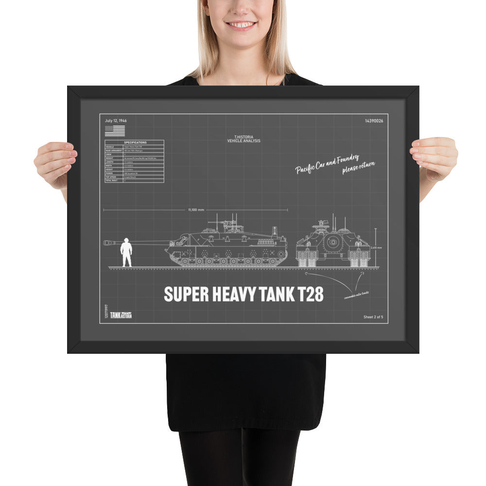 Super Heavy Tank T28 Blueprint Framed Poster 18