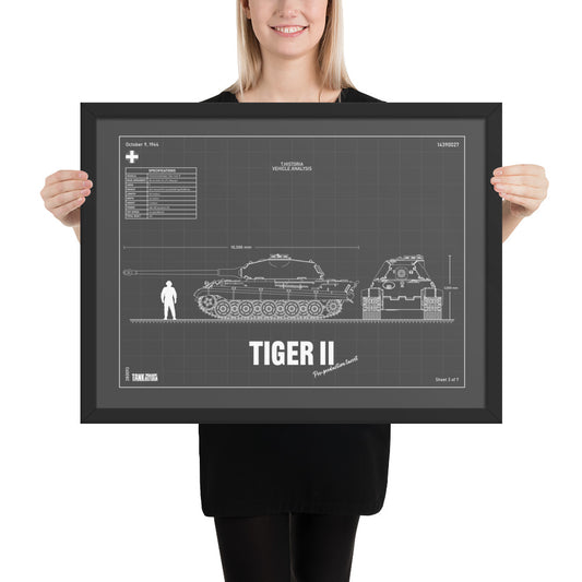 Tiger II Blueprint Framed Poster 18" x 24"