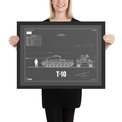 T-10 Blueprint Framed Poster 18" x 24"