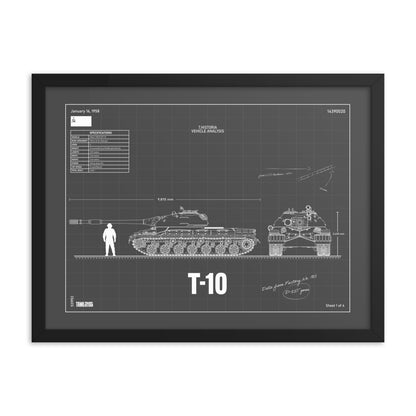 T-10 Blueprint Framed Poster 18" x 24"