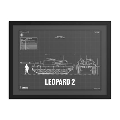 Leopard 2 Blueprint Framed Poster 18" x 24"
