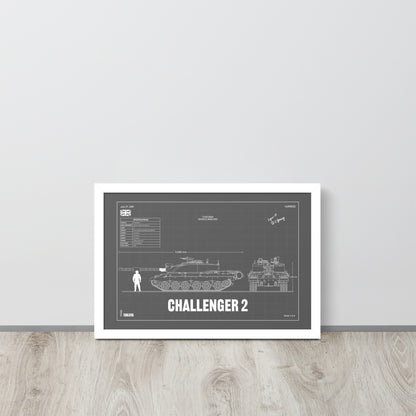 Challenger 2 Blueprint Framed Poster 12" x 18"