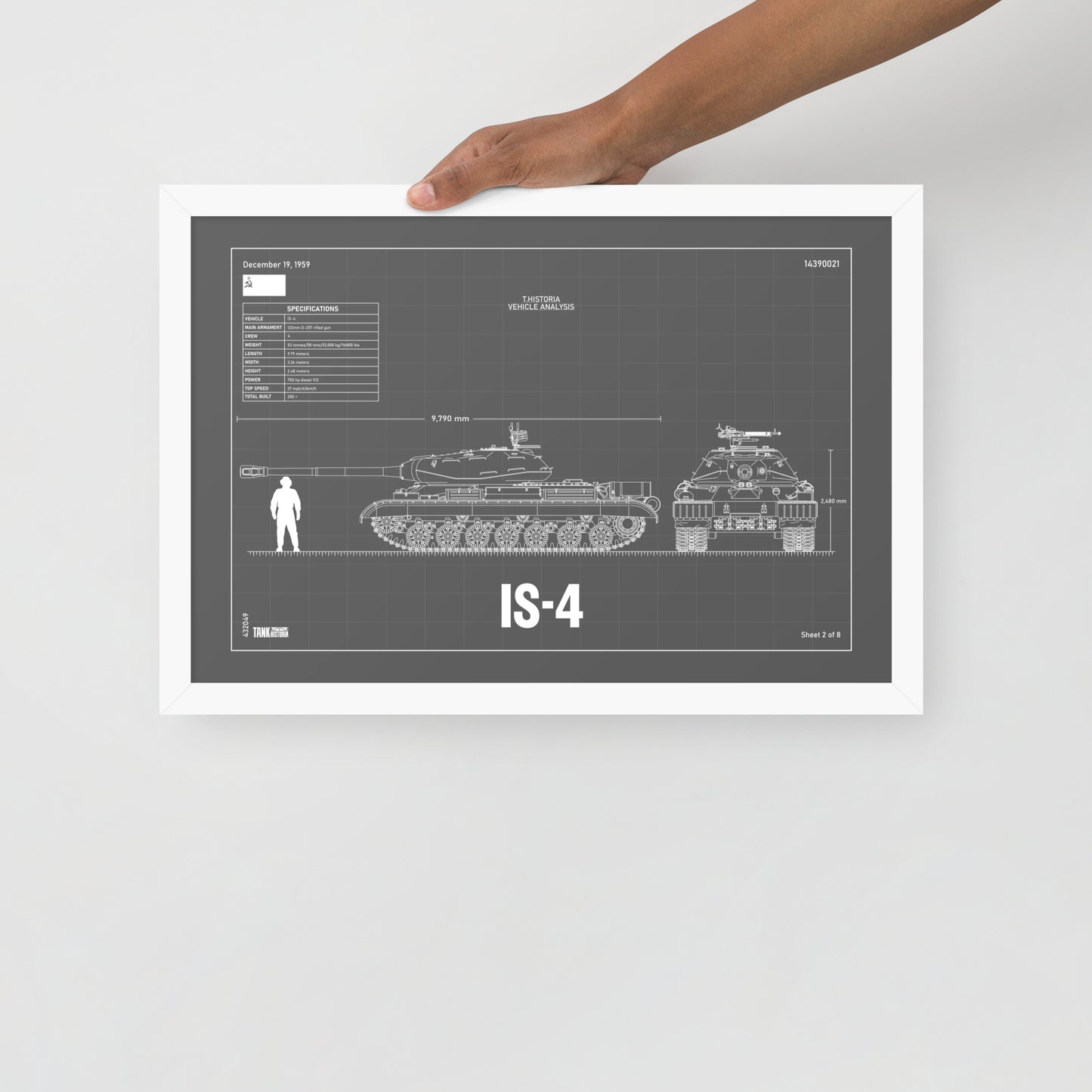 IS - 4 Blueprint Framed Poster 12" x 18"