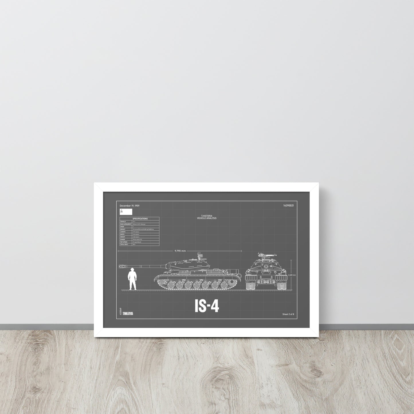 IS - 4 Blueprint Framed Poster 12" x 18"