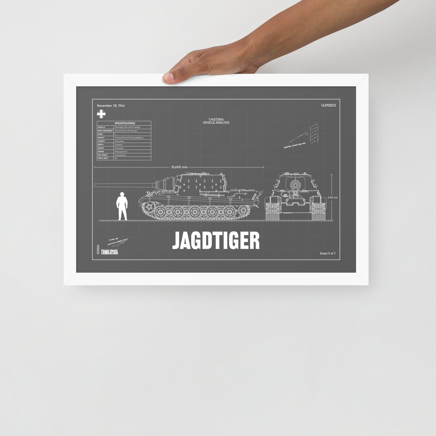 Jagdtiger Blueprint Framed Poster 12" x 18"