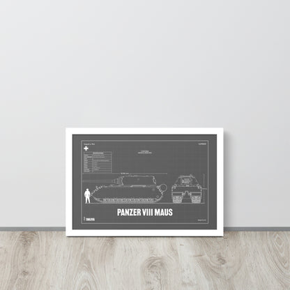Panzer VIII Maus Blueprint Framed Poster 12" x 18"