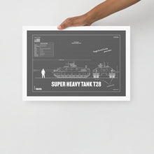 Load image into Gallery viewer, Super Heavy Tank T28 Blueprint Framed Poster 12&quot; x 18&quot;
