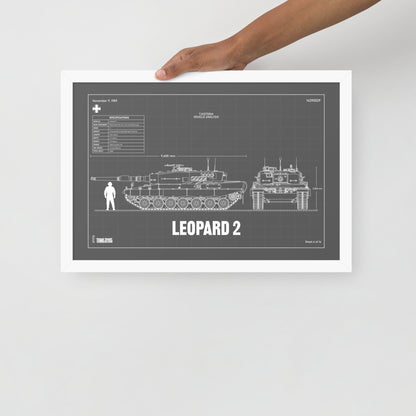 Leopard 2 Blueprint Framed Poster 12" x 18"