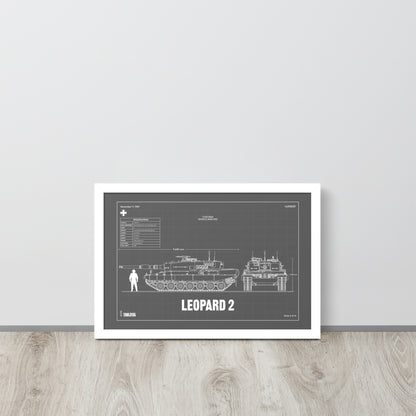 Leopard 2 Blueprint Framed Poster 12" x 18"