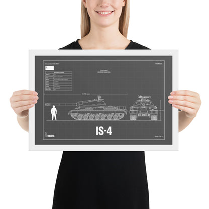 IS - 4 Blueprint Framed Poster 12" x 18"