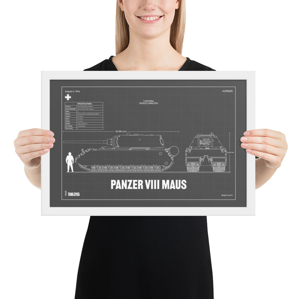 Panzer VIII Maus Blueprint Framed Poster 12" x 18"