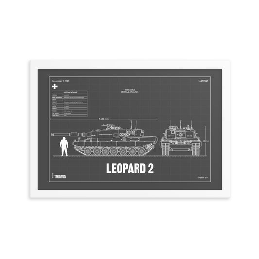 Leopard 2 Blueprint Framed Poster 12" x 18"