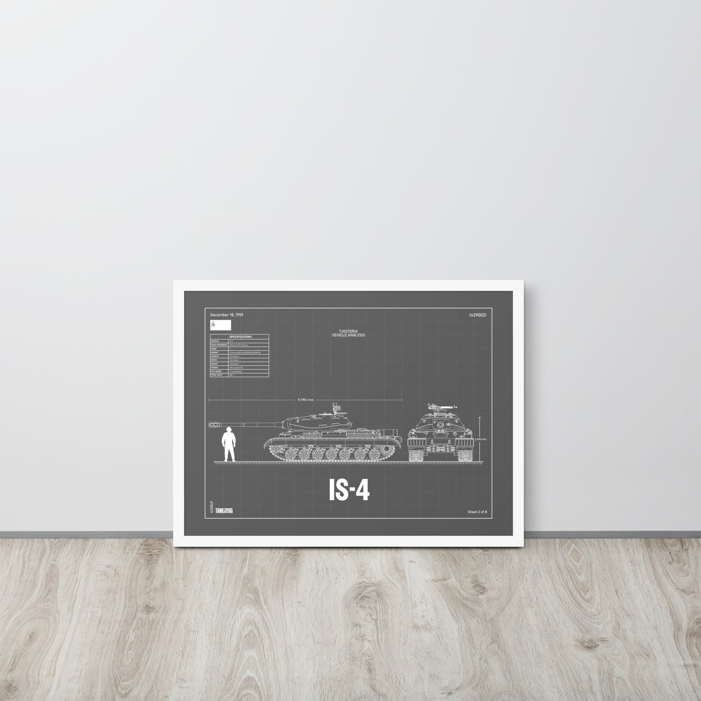 IS - 4 Blueprint Framed Poster 18" x 24"