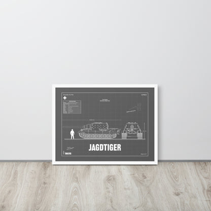 Jagdtiger Blueprint Framed Poster 18" x 24"