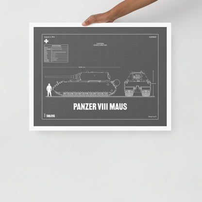 Panzer VIII Maus Blueprint Framed Poster 18" x 24"