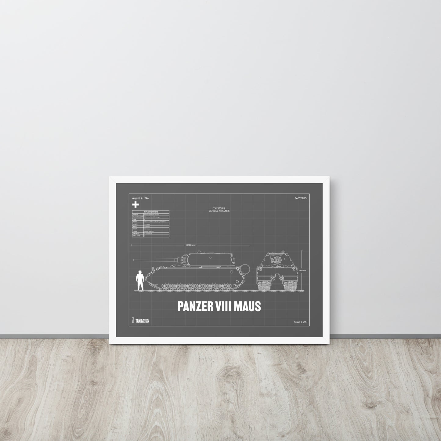 Panzer VIII Maus Blueprint Framed Poster 18" x 24"