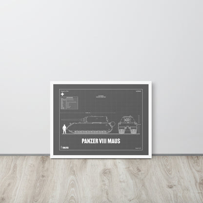 Panzer VIII Maus Blueprint Framed Poster 18" x 24"