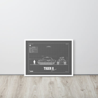 Tiger II Blueprint Framed Poster 18" x 24"