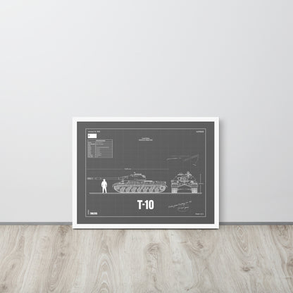 T-10 Blueprint Framed Poster 18" x 24"