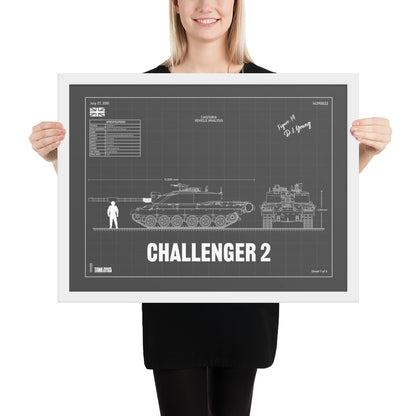 Challenger 2 Blueprint Framed Poster 18" x 24"