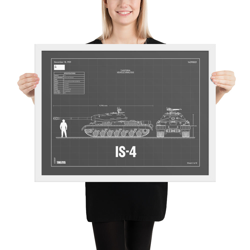 IS - 4 Blueprint Framed Poster 18" x 24"