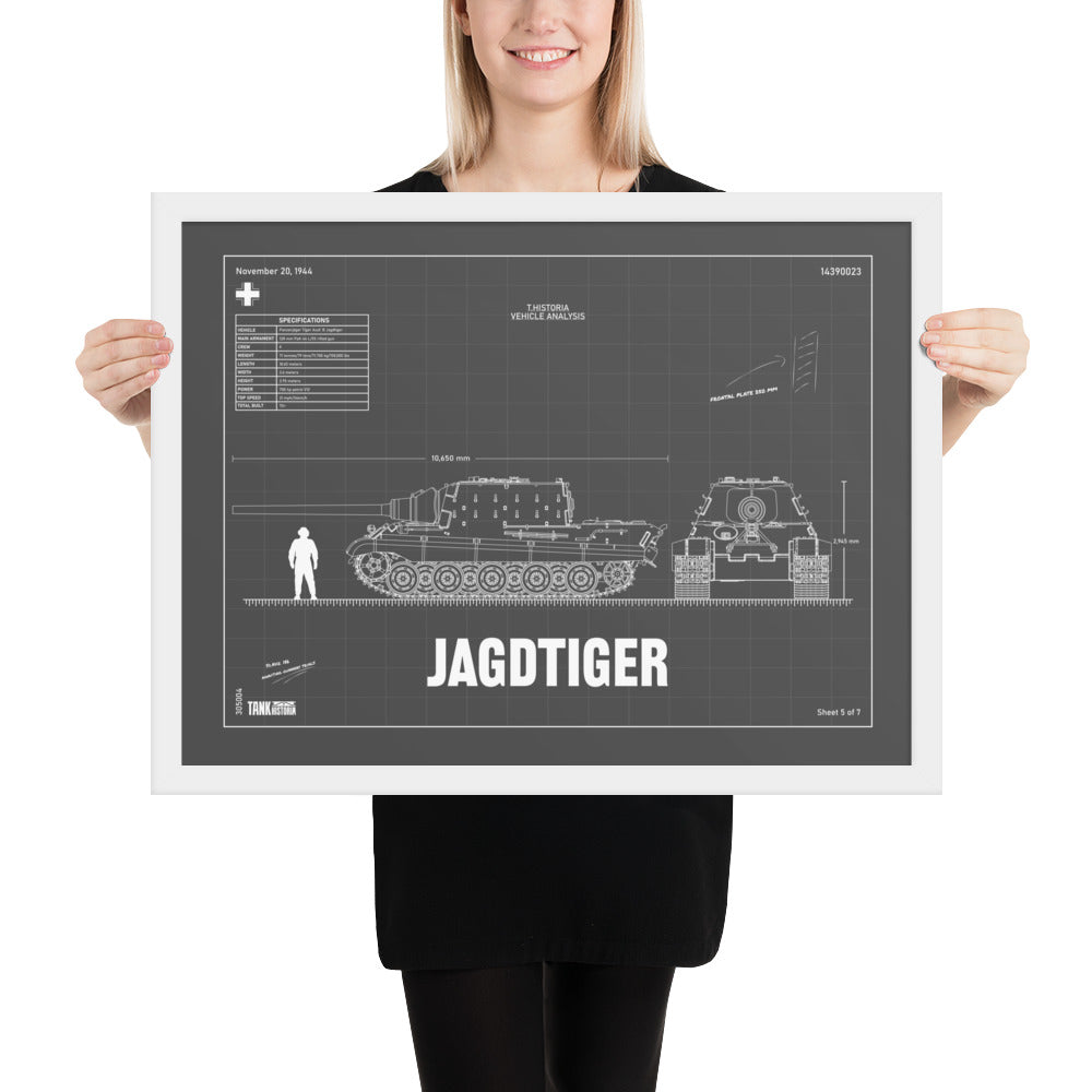 Jagdtiger Blueprint Framed Poster 18" x 24"