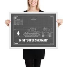 Load image into Gallery viewer, M-51 &quot;Super Sherman&quot; Blueprint Framed Poster 18&quot; x 24&quot;
