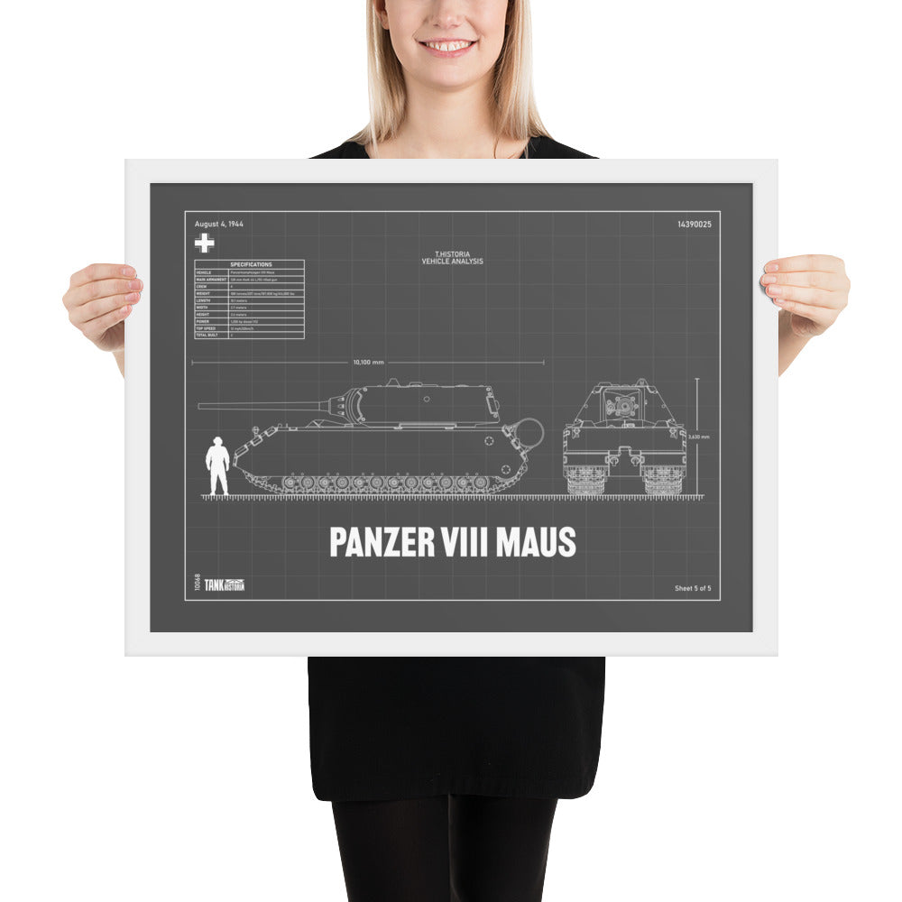 Panzer VIII Maus Blueprint Framed Poster 18" x 24"