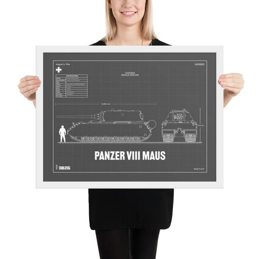 Panzer VIII Maus Blueprint Framed Poster 18" x 24"