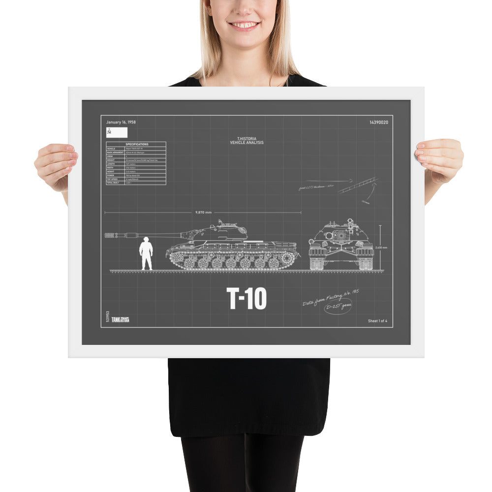 T-10 Blueprint Framed Poster 18" x 24"