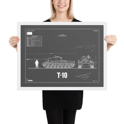T-10 Blueprint Framed Poster 18" x 24"