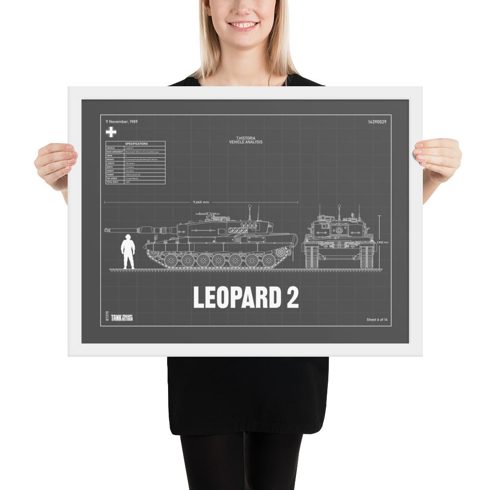 Leopard 2 Blueprint Framed Poster 18" x 24"
