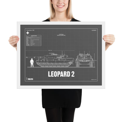 Leopard 2 Blueprint Framed Poster 18" x 24"