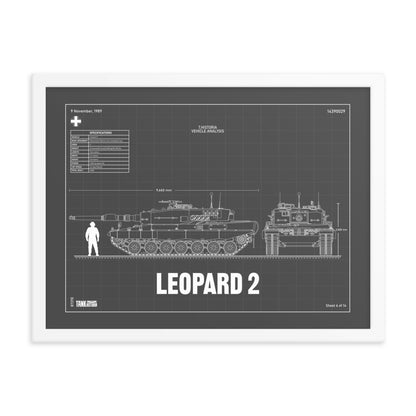 Leopard 2 Blueprint Framed Poster 18" x 24"