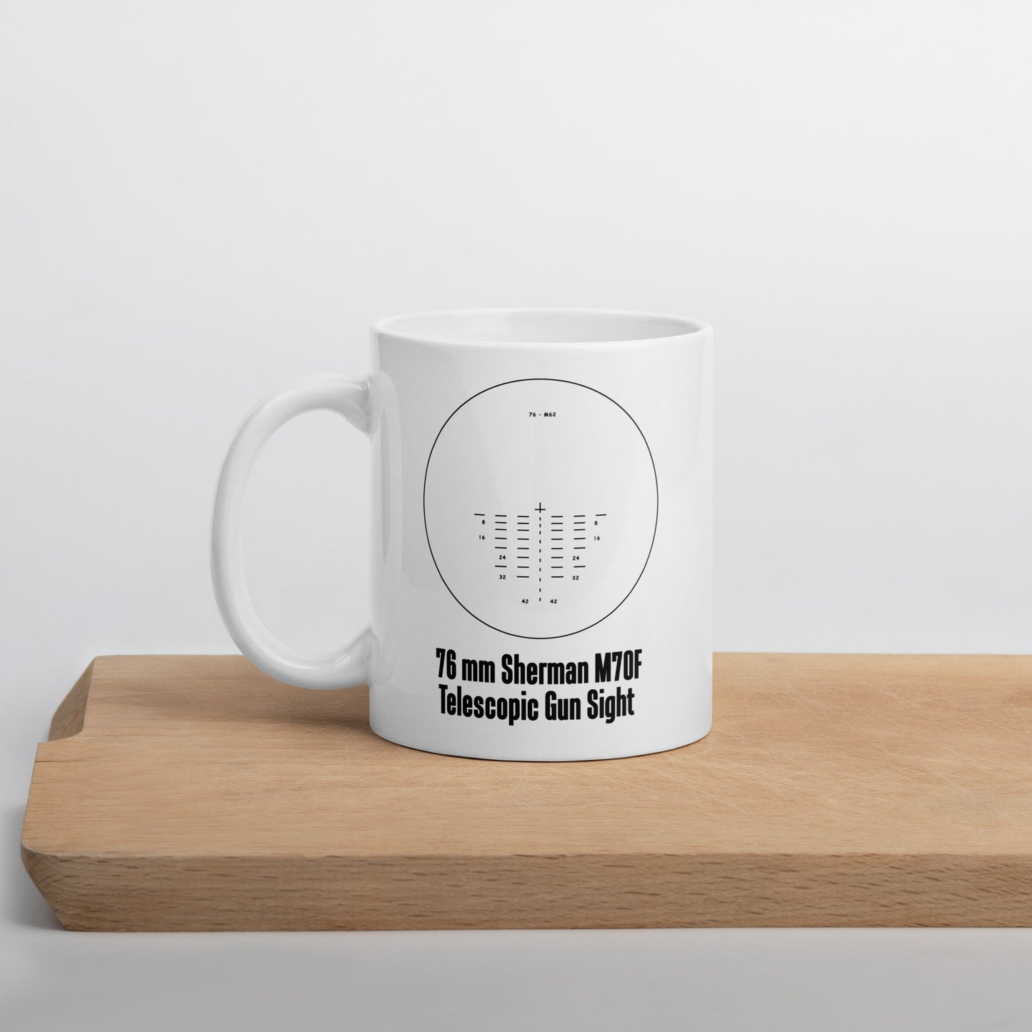 Sherman 76 mm Gun Reticle White Glossy Mug