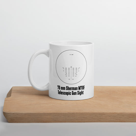 Sherman 76 mm Gun Reticle White Glossy Mug
