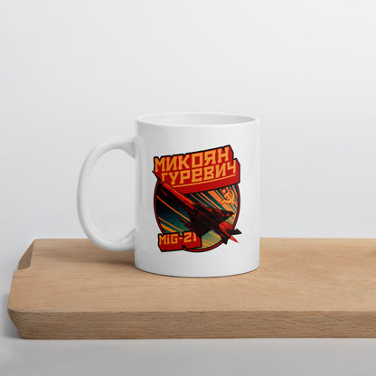 MiG-21 Aircraft White Glossy Mug