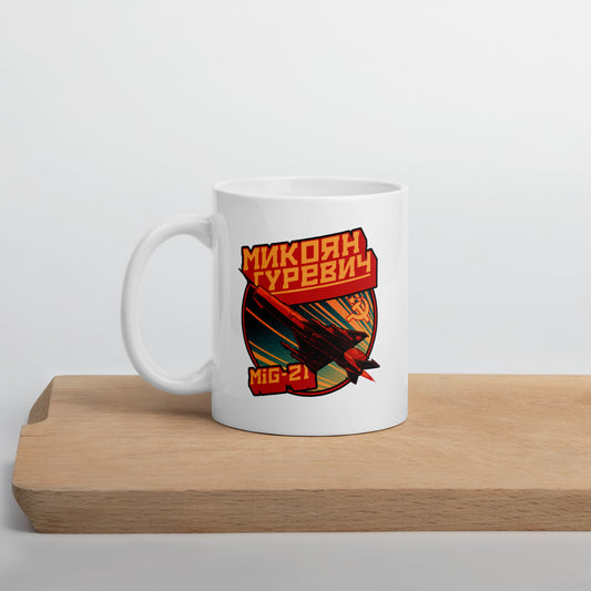 MiG-21 Aircraft White Glossy Mug